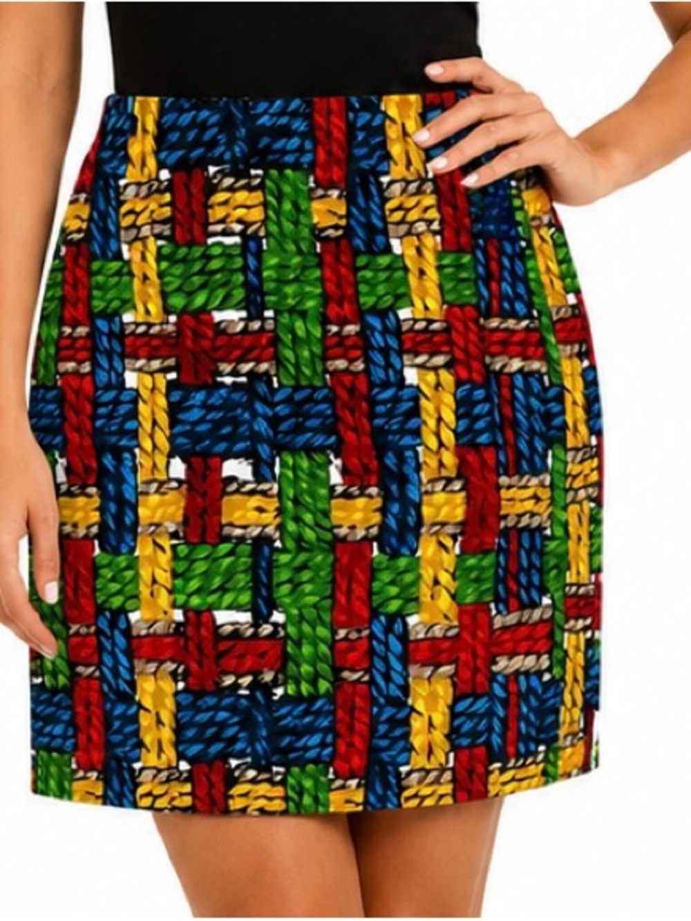 Talbots Petites Rope Print Pencil Skirt Women’s 6P Multicolor Stretch Knee Lengt